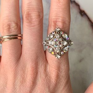 Iridescent crystal ring